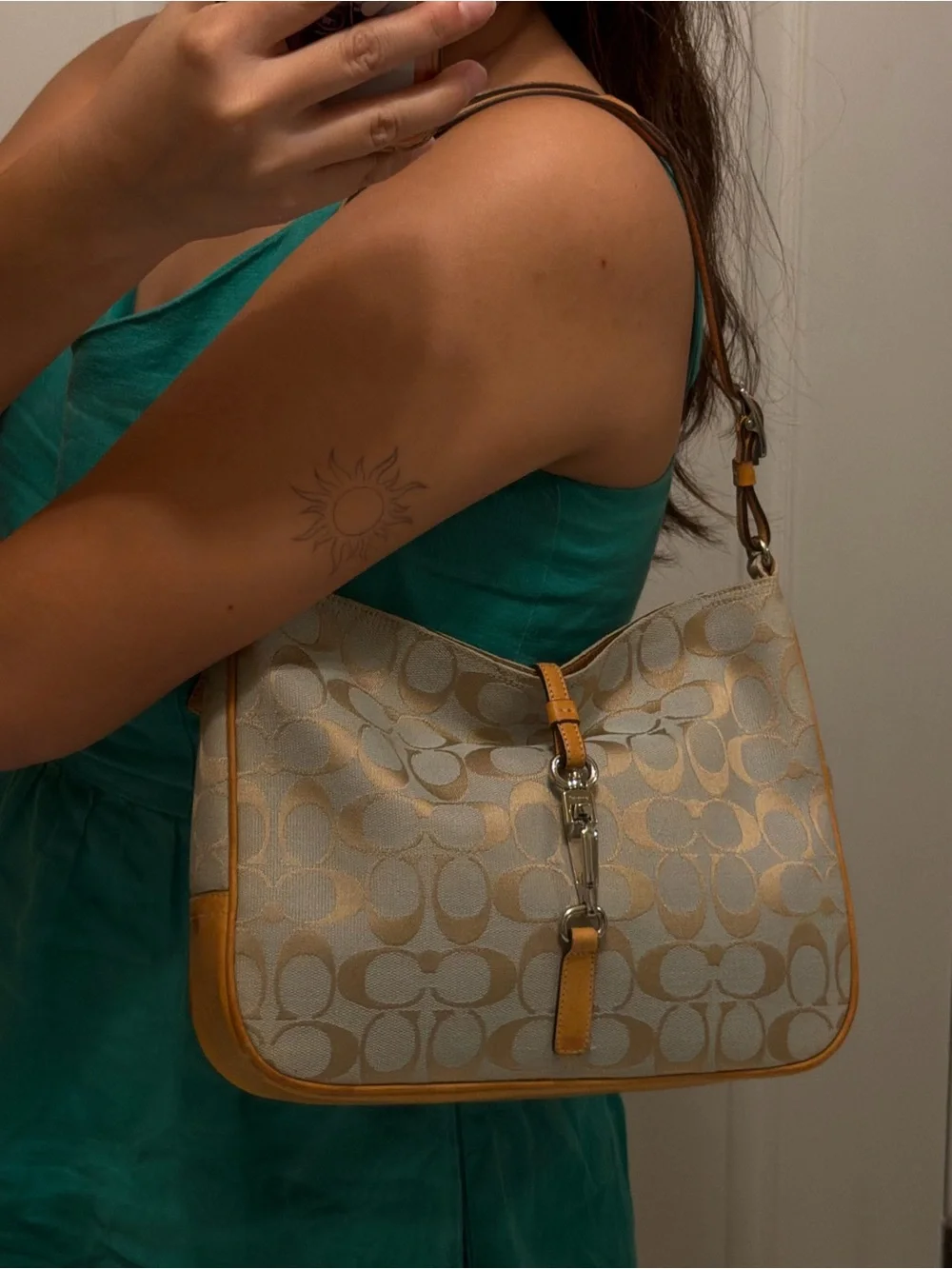 Coach Y2K Hampton Clip Signature Blue/Tan Hobo Shoulder Bag